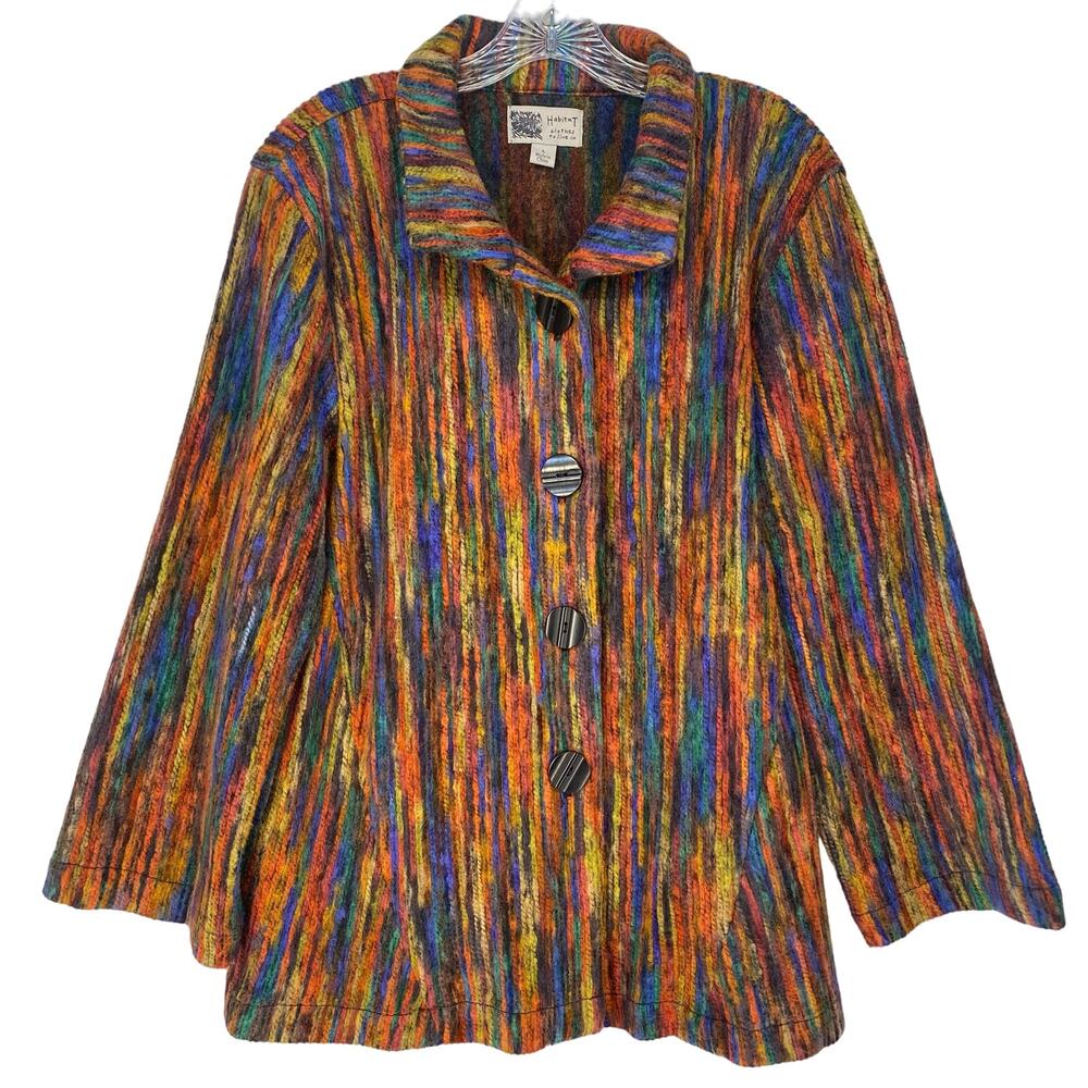 Habitat Multicolor Striped Knit Button Jacket